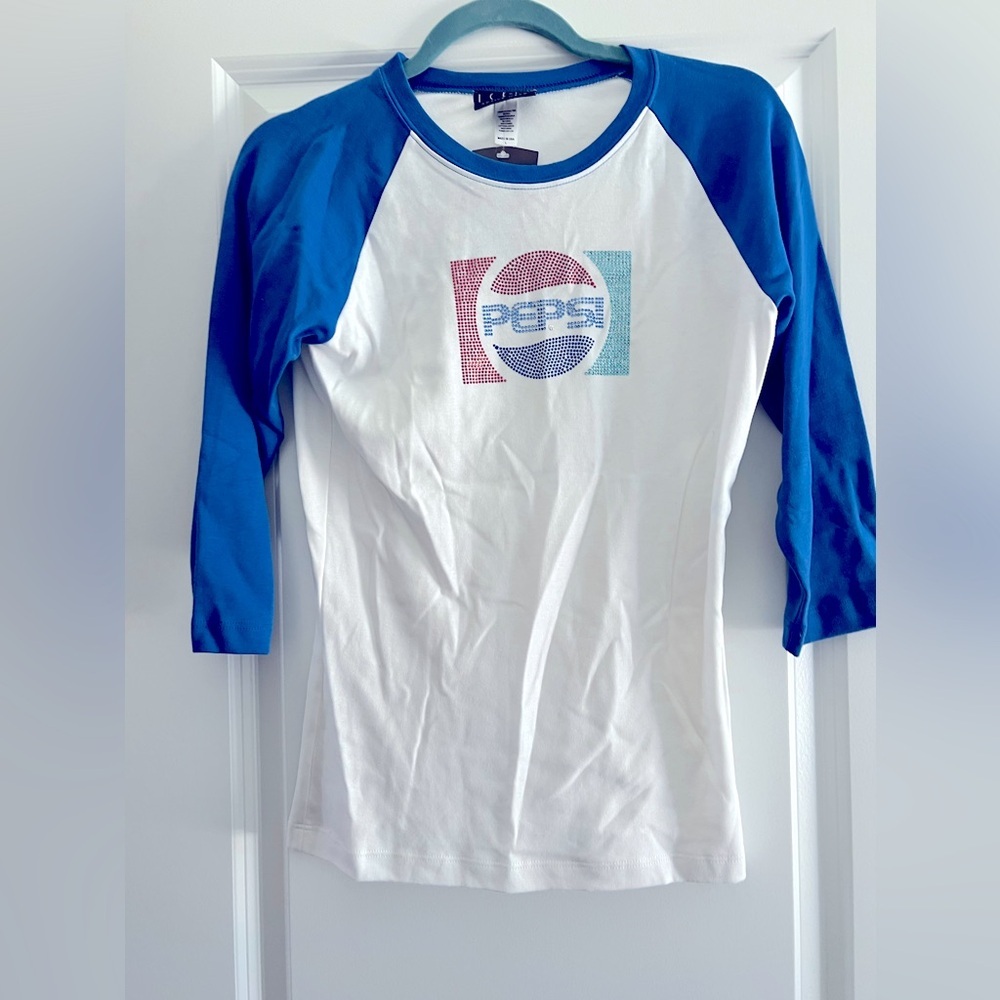 Pepsi 3/4 Sleeve Top Bling Large NWT